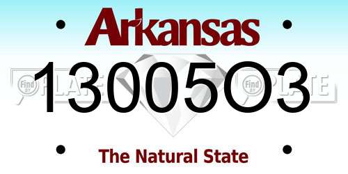 13005O3 Arkansas License Plate