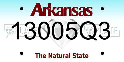 13005Q3 Arkansas License Plate
