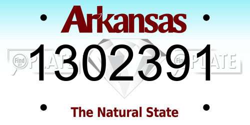 1302391 Arkansas License Plate