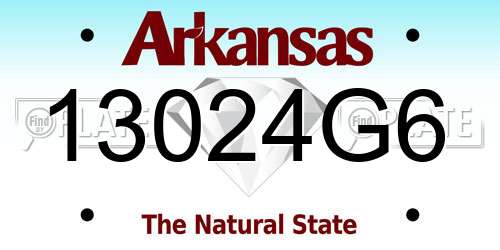 13024G6 Arkansas License Plate