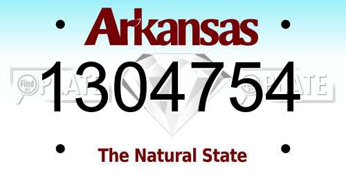 1304754 Arkansas License Plate