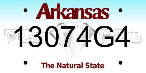 13074G4 Arkansas License Plate