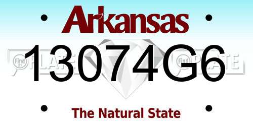 13074G6 Arkansas License Plate