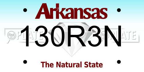 130R3N Arkansas License Plate