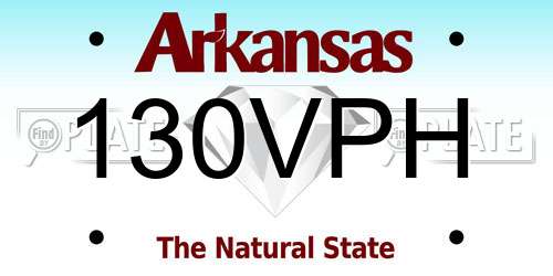 130VPH Arkansas License Plate