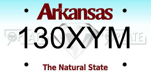 130XYM Arkansas License Plate