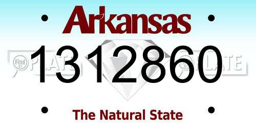 1312860 Arkansas License Plate