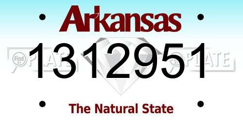 1312951 Arkansas License Plate