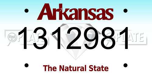 1312981 Arkansas License Plate