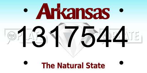 1317544 Arkansas License Plate