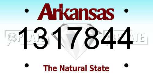 1317844 Arkansas License Plate