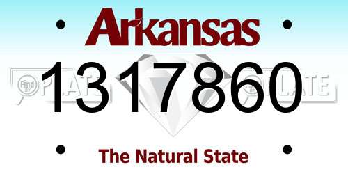 1317860 Arkansas License Plate