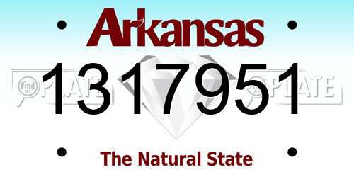 1317951 Arkansas License Plate