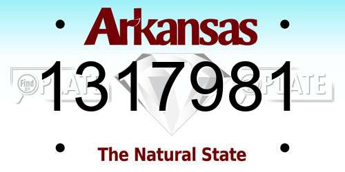 1317981 Arkansas License Plate