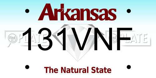 131VNF Arkansas License Plate
