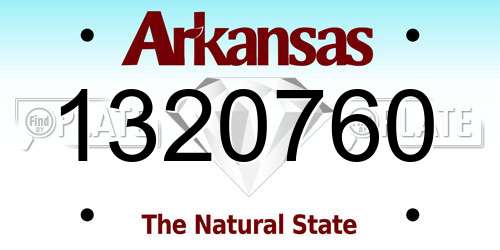 1320760 Arkansas License Plate