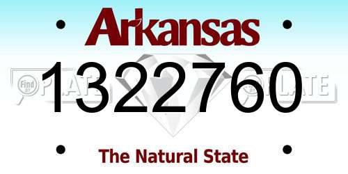 1322760 Arkansas License Plate