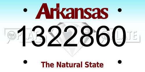 1322860 Arkansas License Plate