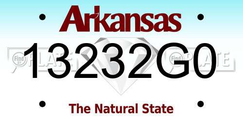 13232G0 Arkansas License Plate