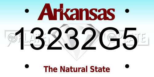 13232G5 Arkansas License Plate