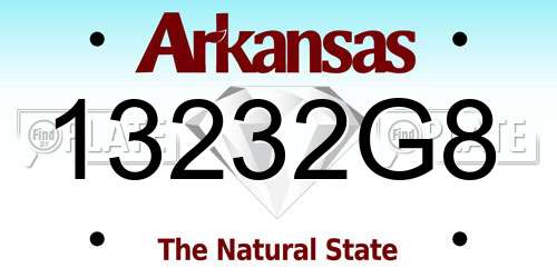 13232G8 Arkansas License Plate
