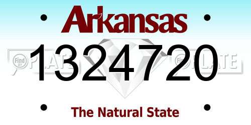 1324720 Arkansas License Plate