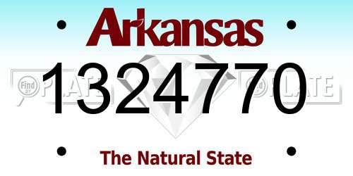 1324770 Arkansas License Plate