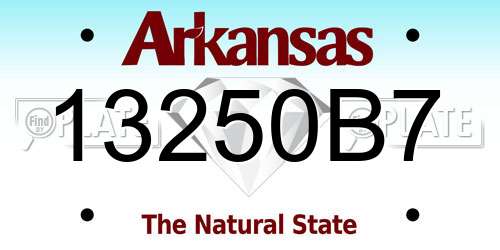 13250B7 Arkansas License Plate