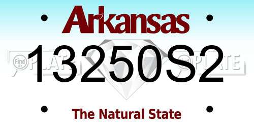 13250S2 Arkansas License Plate