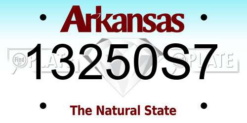 13250S7 Arkansas License Plate