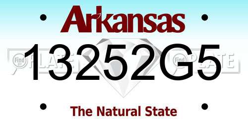 13252G5 Arkansas License Plate