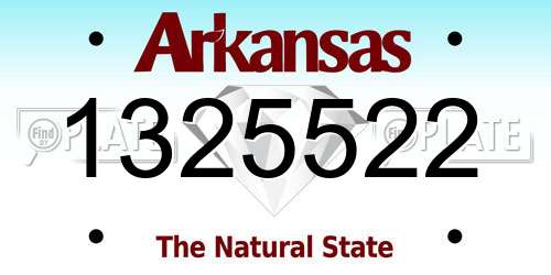 1325522 Arkansas License Plate