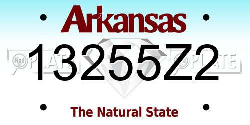13255Z2 Arkansas License Plate