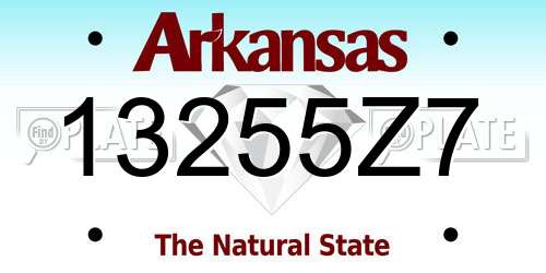 13255Z7 Arkansas License Plate