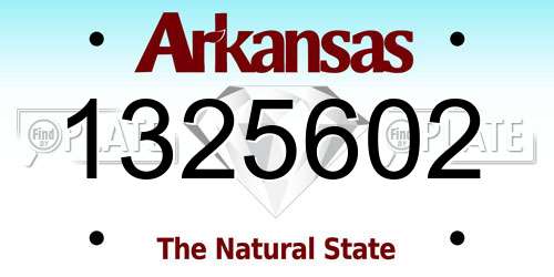 1325602 Arkansas License Plate