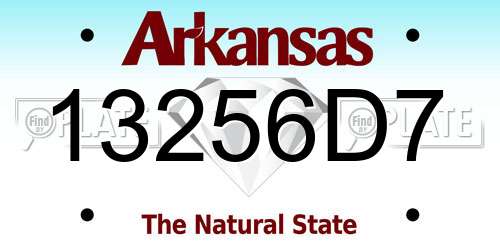 13256D7 Arkansas License Plate