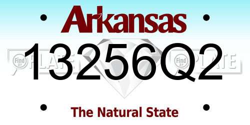 13256Q2 Arkansas License Plate