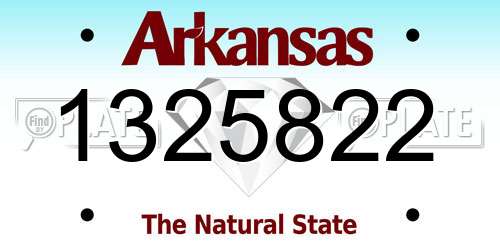 1325822 Arkansas License Plate