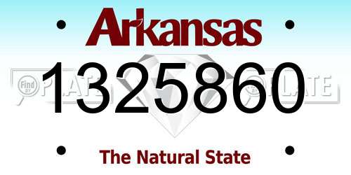 1325860 Arkansas License Plate