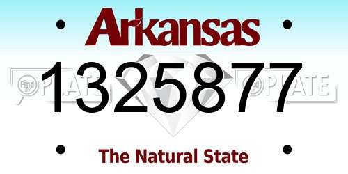 1325877 Arkansas License Plate