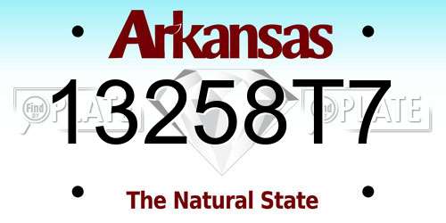13258T7 Arkansas License Plate