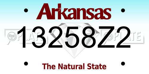 13258Z2 Arkansas License Plate