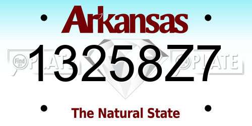 13258Z7 Arkansas License Plate