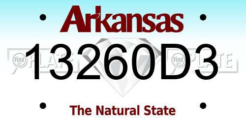 13260D3 Arkansas License Plate