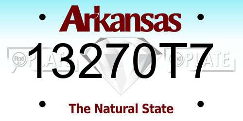 13270T7 Arkansas License Plate