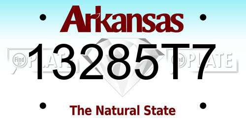13285T7 Arkansas License Plate