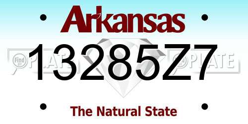 13285Z7 Arkansas License Plate