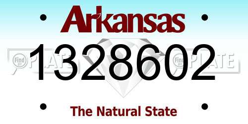 1328602 Arkansas License Plate