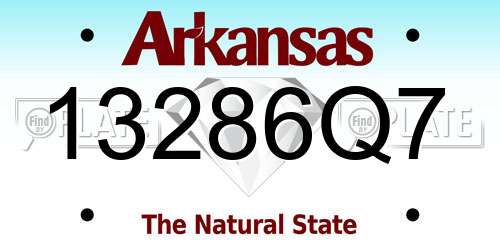 13286Q7 Arkansas License Plate