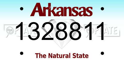 1328811 Arkansas License Plate